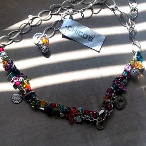 CHICO’S multi colored jeweled chain belt